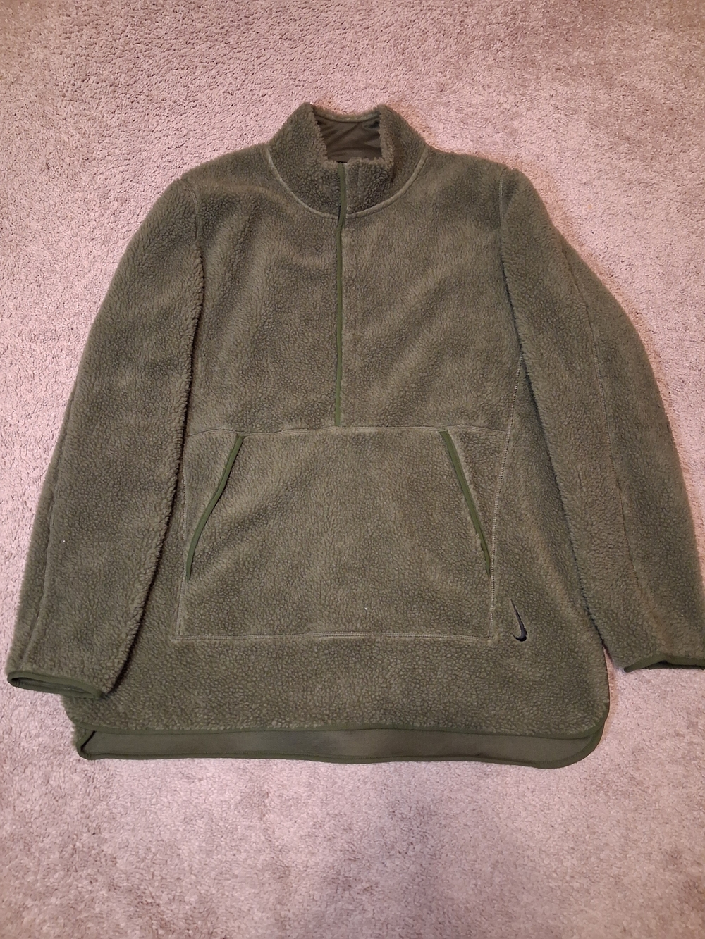Nike Yoga Olive Green Sherpa Half-Zip Pullover